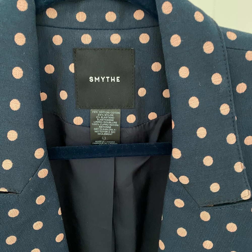 Smythe Navy Blazer with Pink Polka Dots - Picture 3 of 3